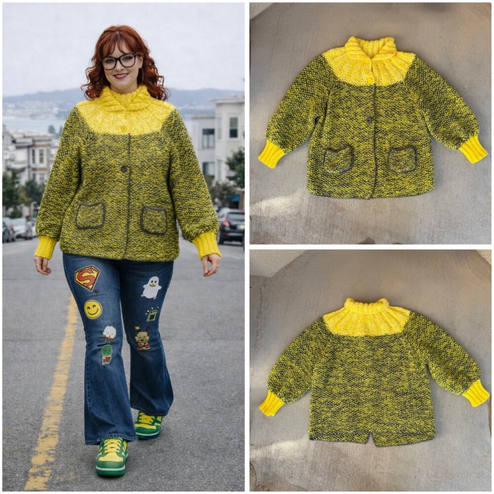 Eclectic Grandpa Hand Knit Crochet Oversized Cardigan